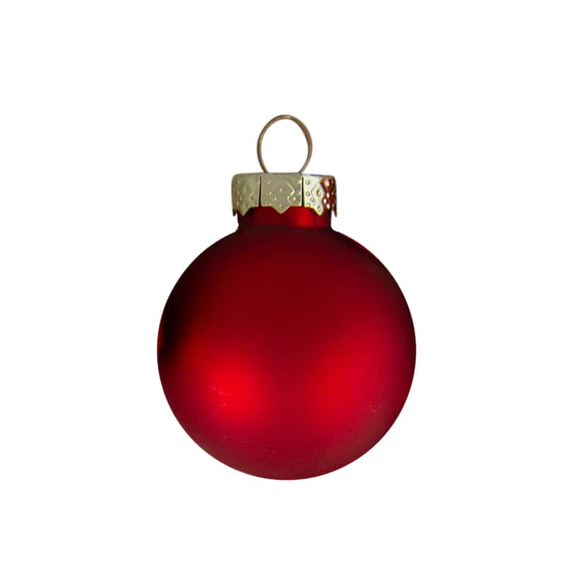 2-Finish Christmas Glass Ball Ornaments - 1.5" (40mm) - Red - 10ct