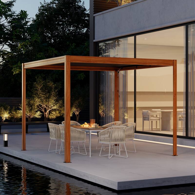 10 x 10 ft Aluminum Louvered Pergola with Adjustable Roof