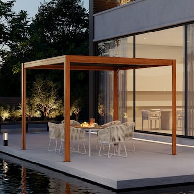 10 x 10 ft Aluminum Louvered Pergola with Adjustable Roof