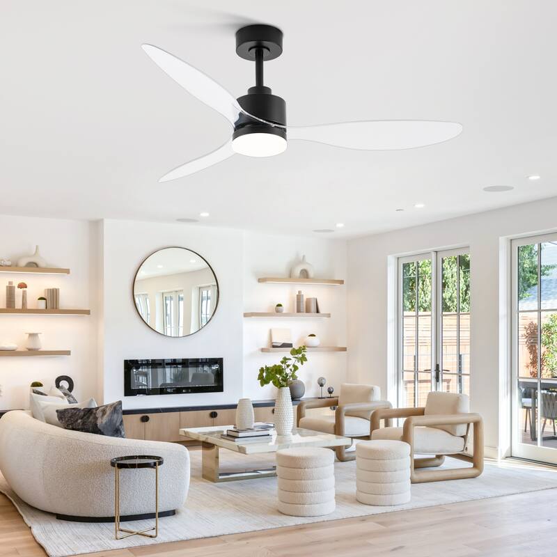 52'' Black Ceiling Fan With Led Lights And Remote Control