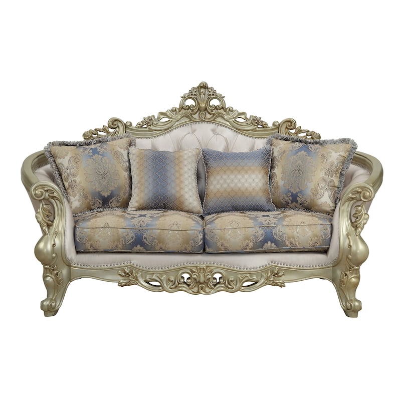 Corvallis Cream and Golden Ivory Button-Tufted Loveseat