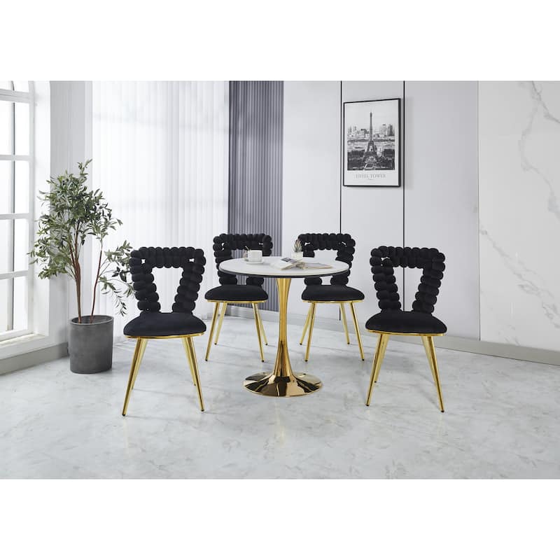 Modern chair(set of 2 ) with iron tube legs, soft cushions and comfortable backrest, hairball back
