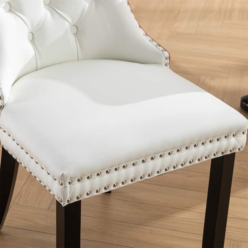Tufted Solid Wood PU and Velvet Upholstered Dining Chair,2PCS
