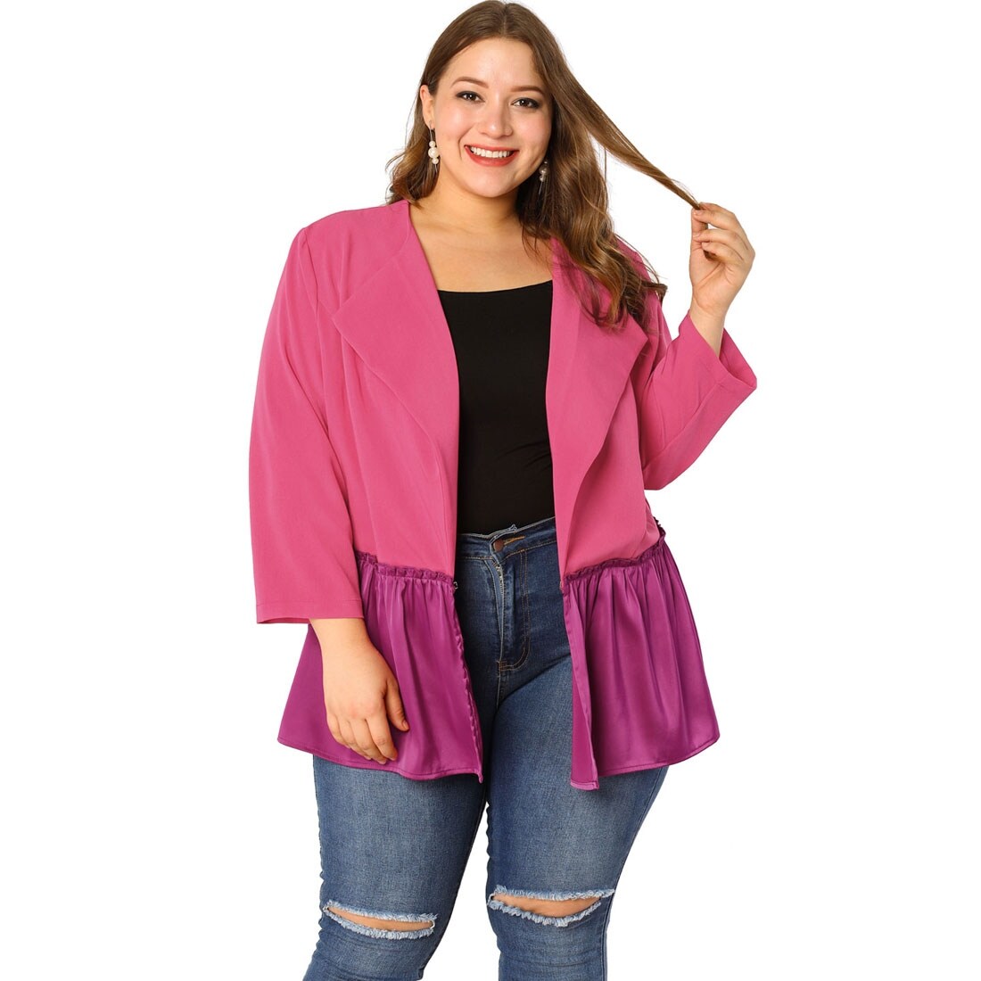 pink open front blazer