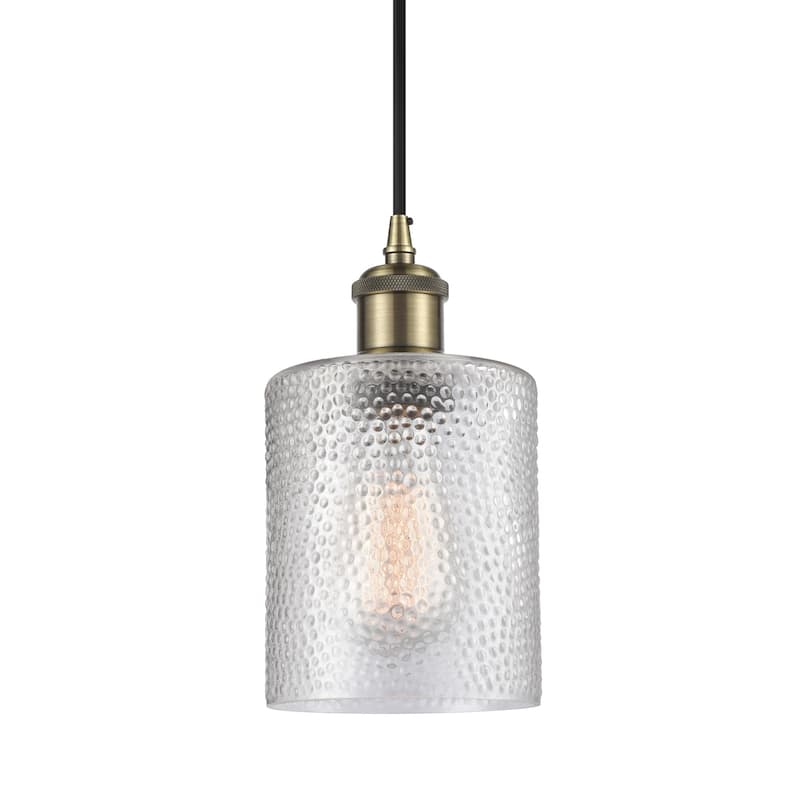 Innovations Lighting 516-1P-8-5 Cobbleskill Pendant Cobbleskill 5" - Clear / Antique Brass