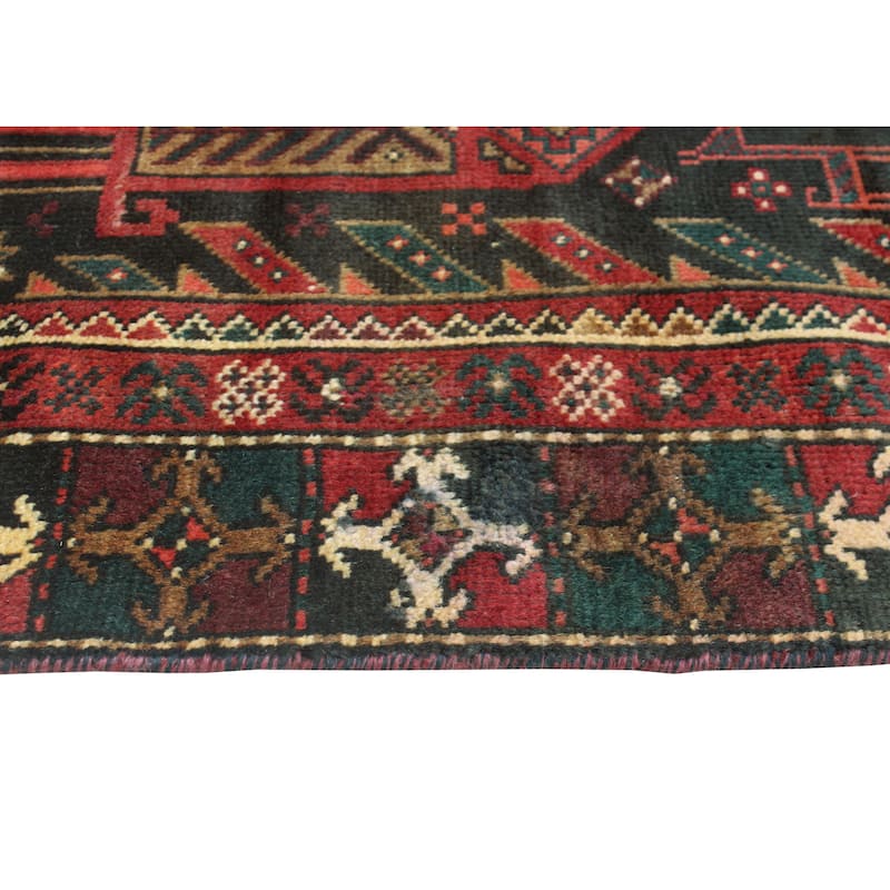 Vintage Distressed Shuhrat Charcoal/Red Runner - 3'3" x 8'4"