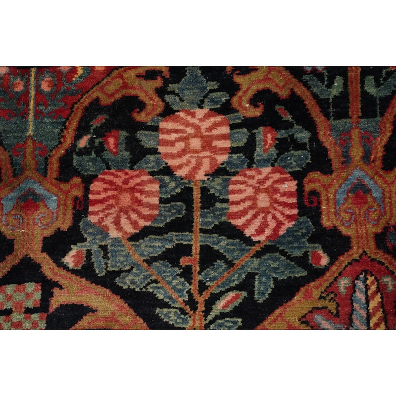 Hand Knotted Oriental 100% Wool Carpet Traditional Floral Navy Blue & Blues Bakhtiari Area Rug - 10' 7'' X 7' 3''