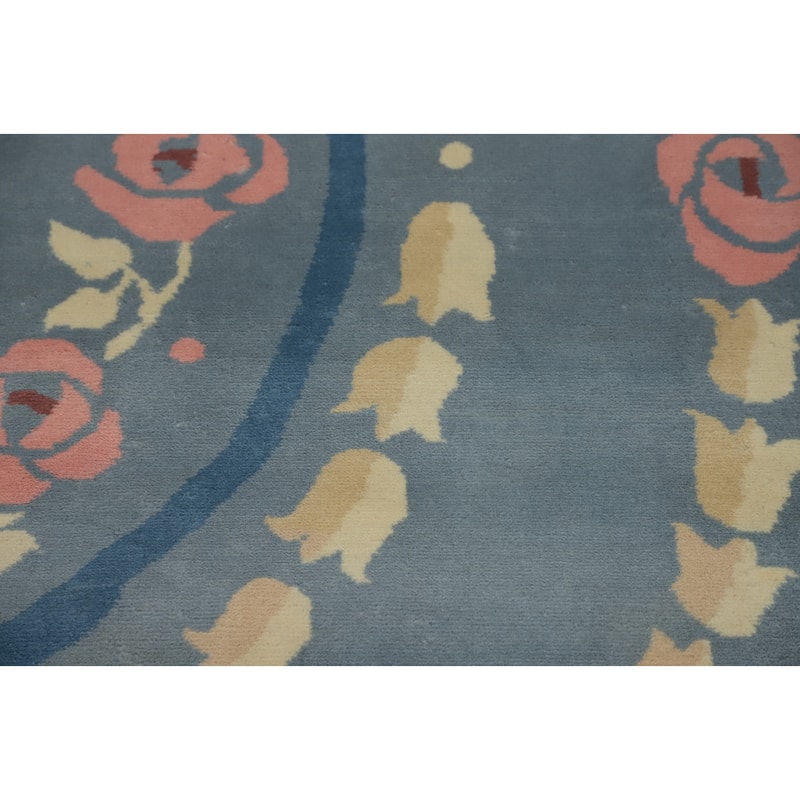 Hand-knotted Tribal Wool Blue Geometric Oriental Area Rug - 8' 0'' X 7' 11''