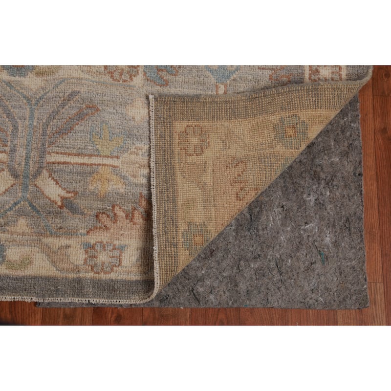 Transitional Gray Oushak Turkish Area Rug Hand-Knotted Wool Carpet - 9'1" x 12'0"