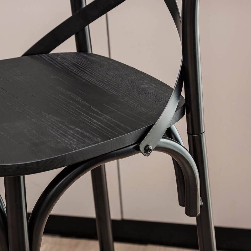 Glitzhome Industrial Rustic High Bar Stools with Wood Seat