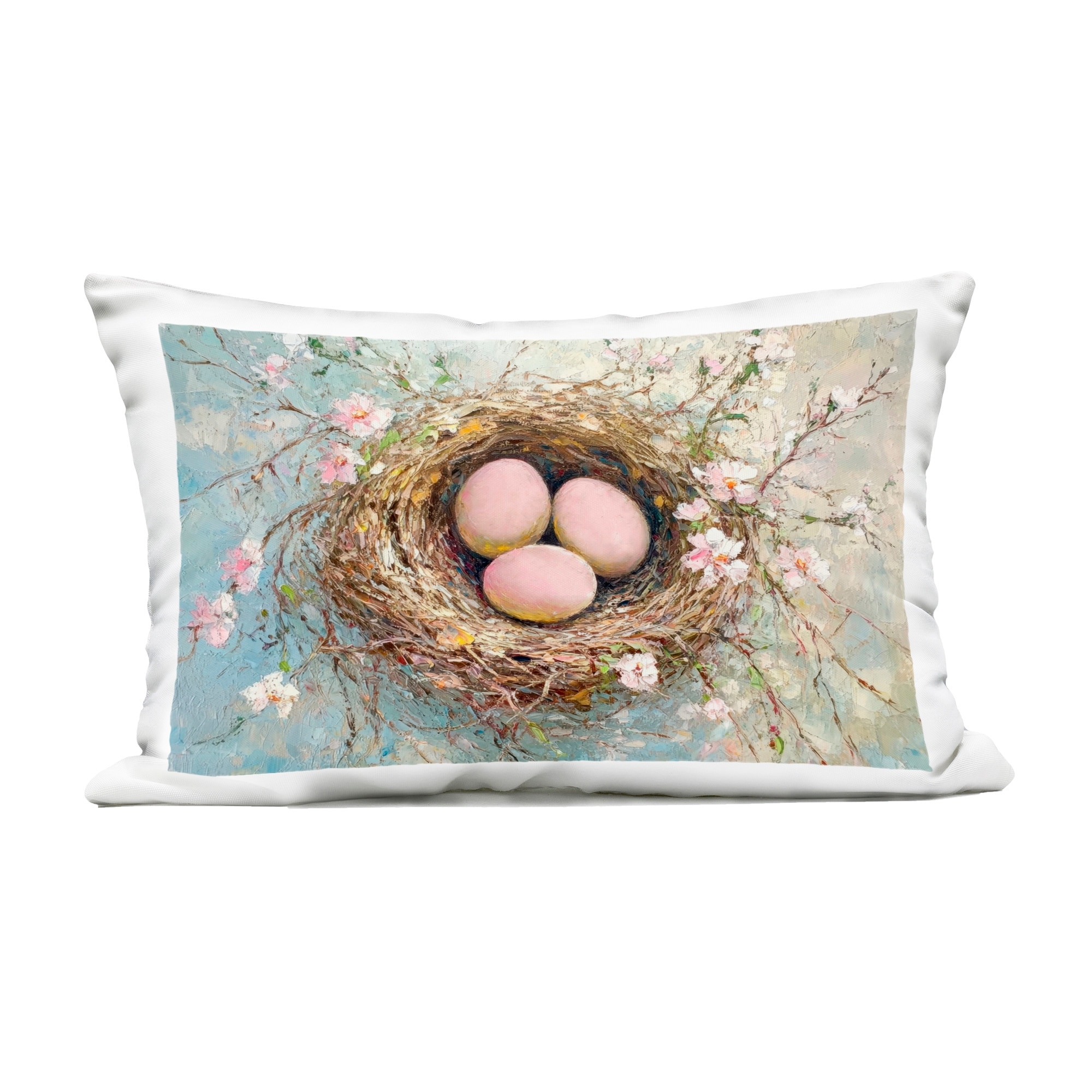 Stupell Pink Easter Egg Nest Decorative Printed Outdoor Throw Pillow Design by Petal Prints Design
