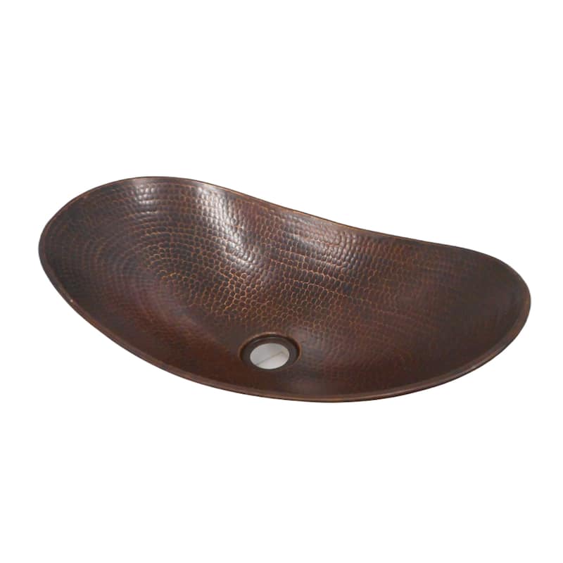 18" Oval Copper Vessel Bath Sink highlighted in Brushed Sedona by SimplyCopper - 17-1/2" x 4" Center x 5" Ends