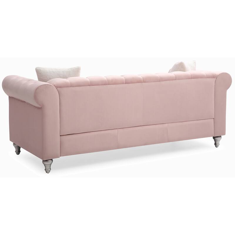 Velvet Multiple Cushions sofa with 3 seats - Pink