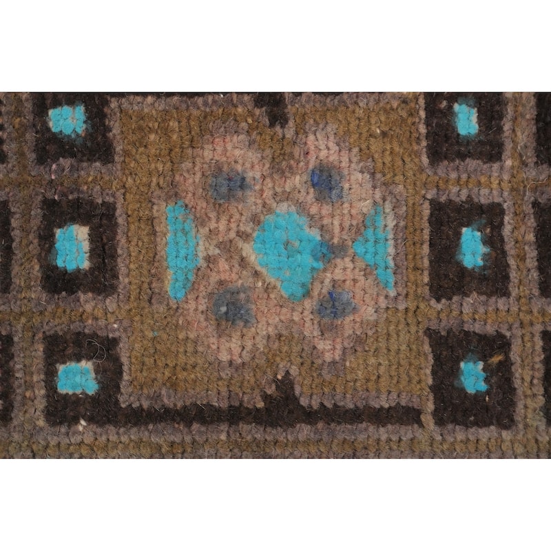Hand Knotted Oriental 100% Wool Carpet Traditional Geometric Pink Hamedan Runner Rug - 9' 8'' X 3' 1''