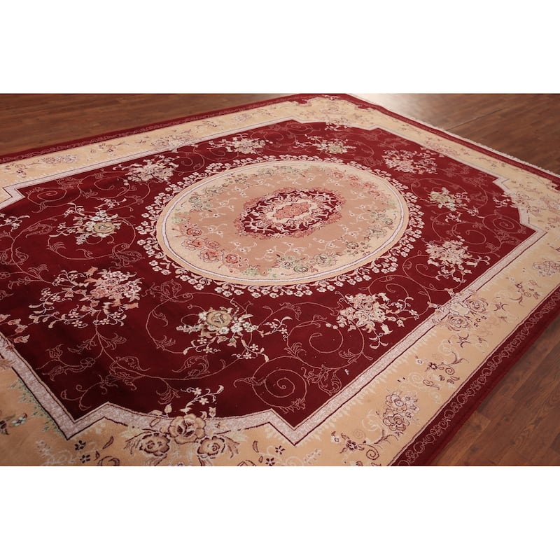 Victorian Style Kashan Turkish Area Rug Machine Made Red Carpet - 8'0" x 11'10"