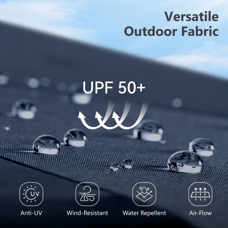 Outdoor 6-piece Patio Dining Set, 1 Square Metal table, 4 Adjustable Folding Chairs and 10ft Umbrella