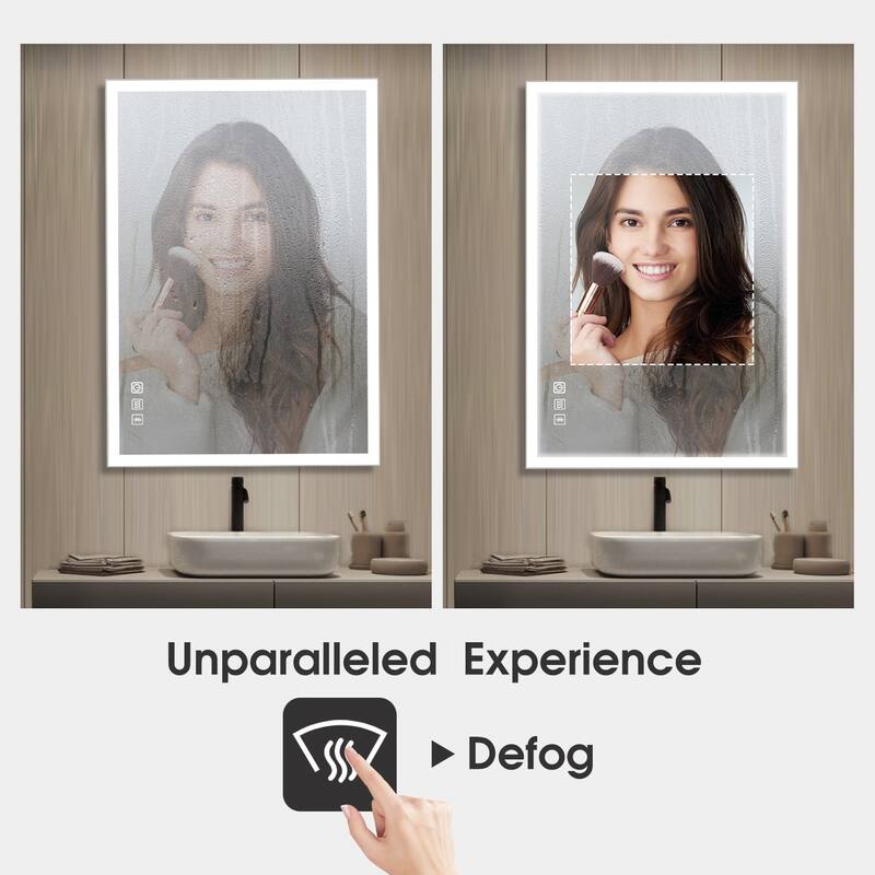 Rectangular Aluminum Framed Multi-functional Wall Mounted LED Bathroom Vanity Mirror