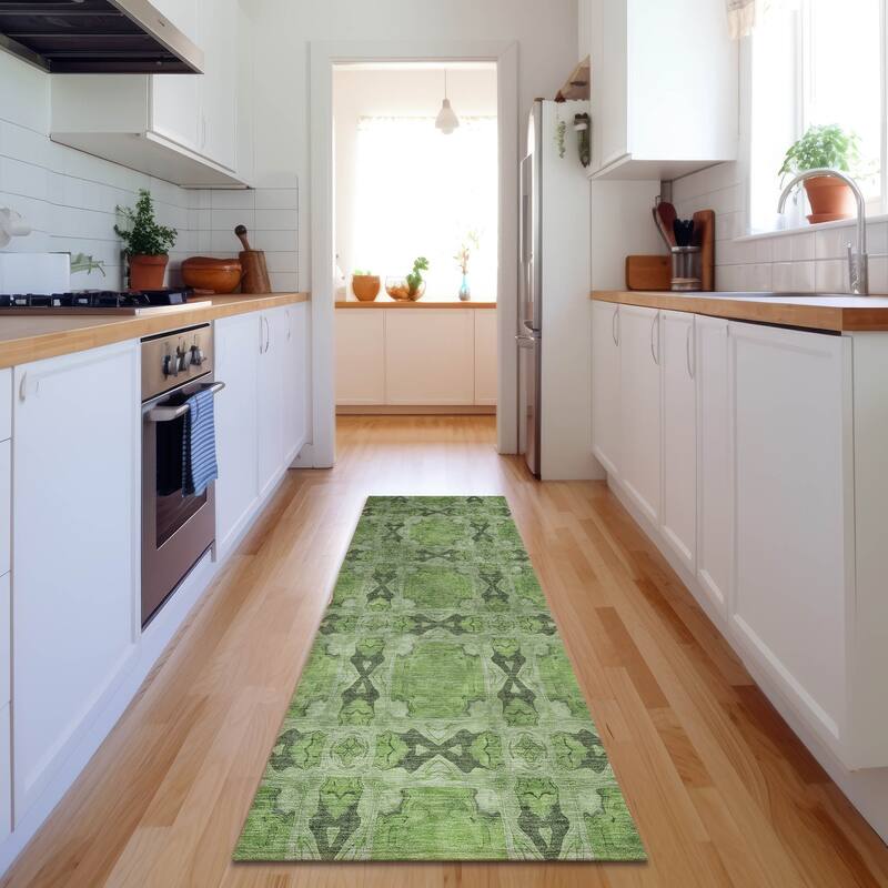 Premium Washable Super Soft Boho Medallions Mayfield Rug - Green - 2' 3" x 7' 6" - Runner