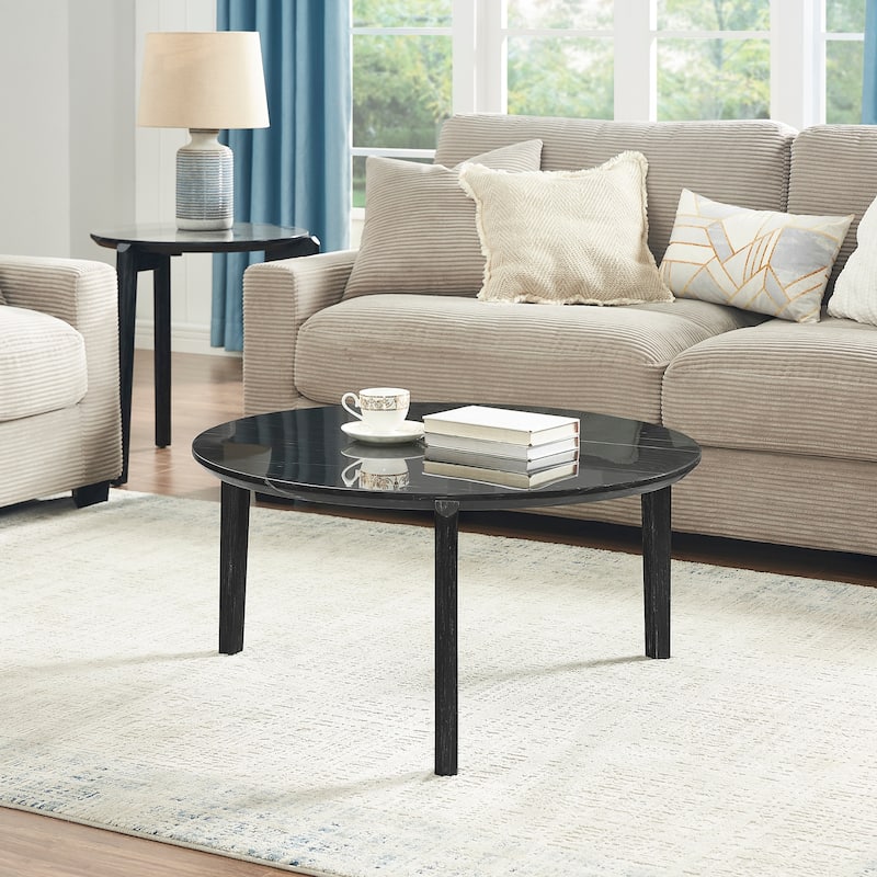 Modern 36 inch round small coffee table