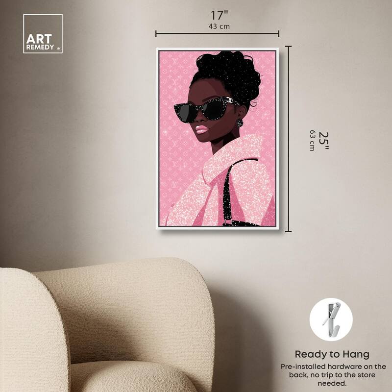 Pink Luxury Woman Canvas by Art Remedy