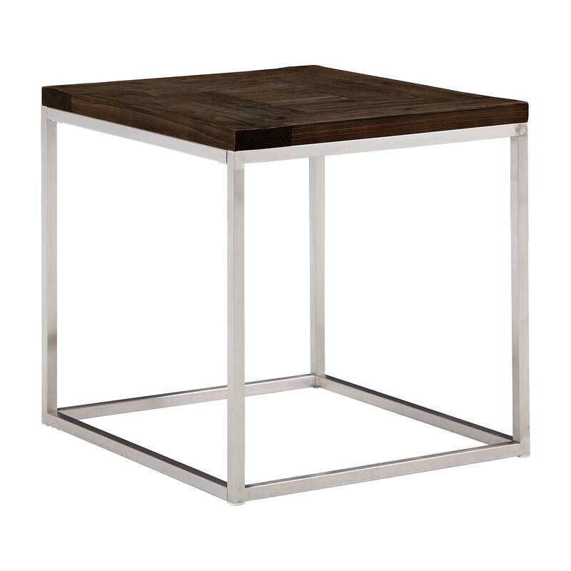 Keenan Stainless Steel Rectangular End Table by iNSPIRE Q Modern - End Table - Brown