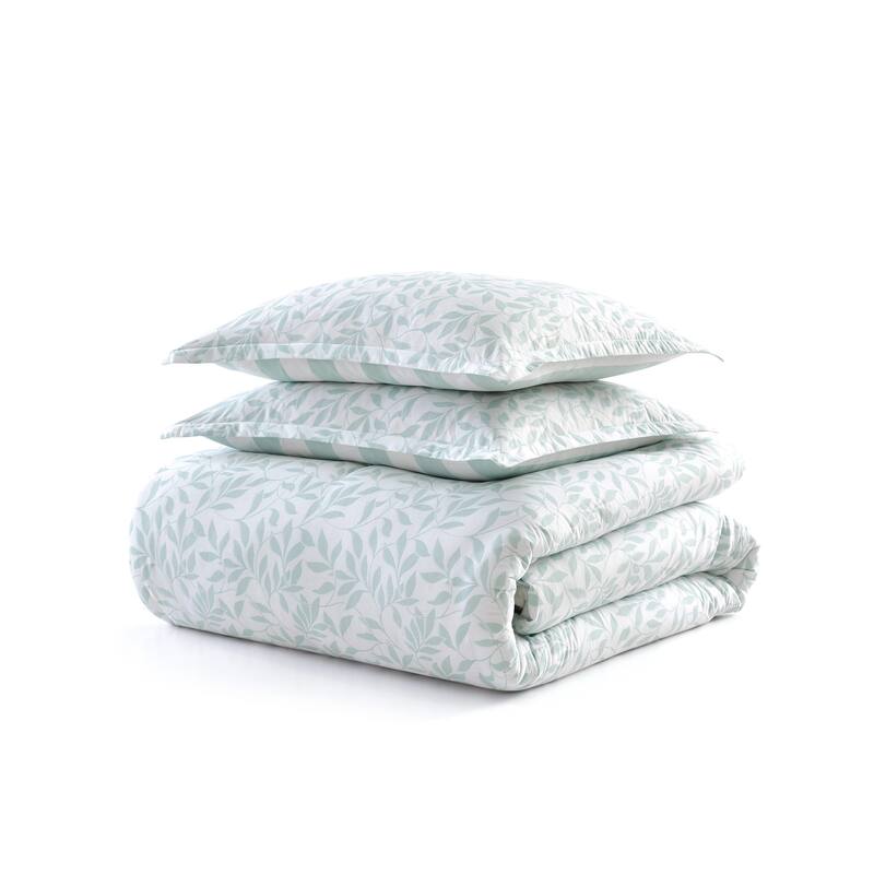 Martha Stewart Copper Vines Cotton Reversible Blue Duvet Cover Set