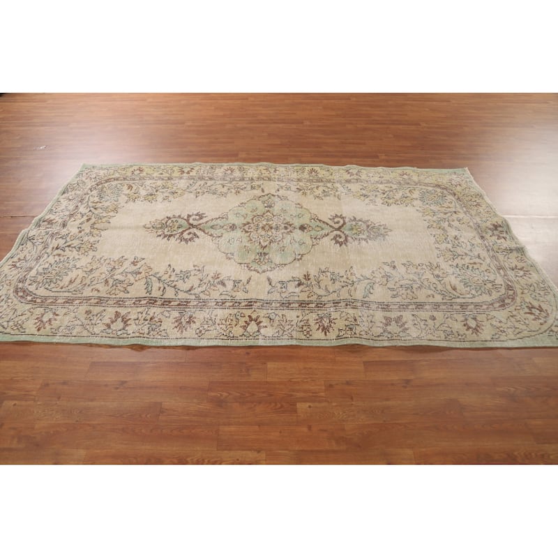 Distressed Anatolian Turkish Vintage Area Rug Handmade Wool Carpet - 5'1"x 8'6"