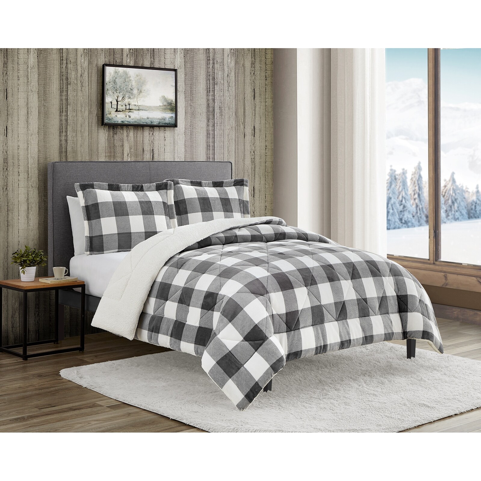10 top comforter sets in 2021. gray and white buffalo check 3 piece comforter set
