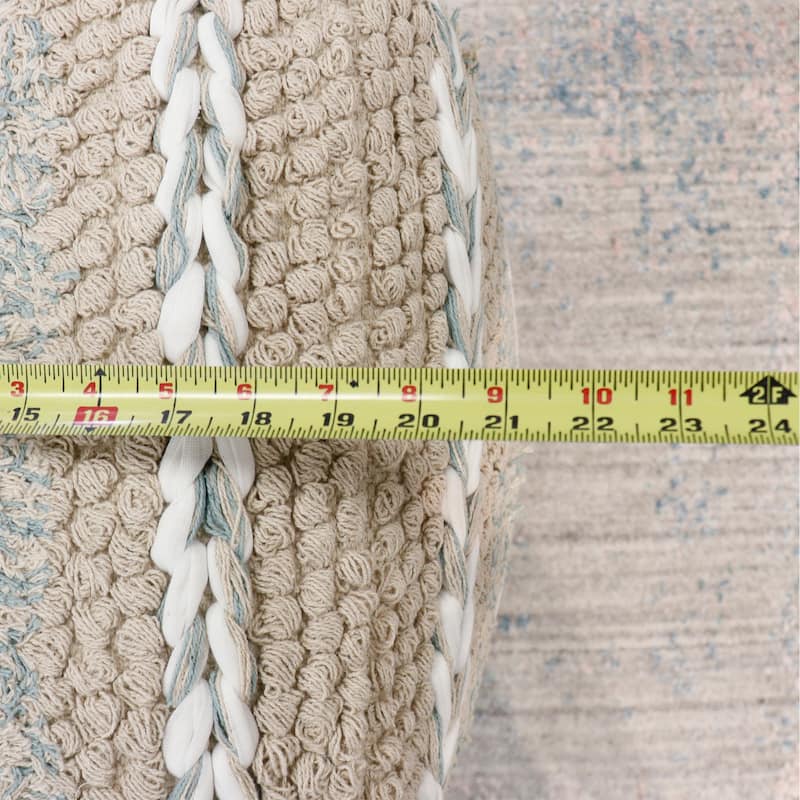 Pasargad Home Grandcanyon Braided Cotton Pouf, 20" Beige
