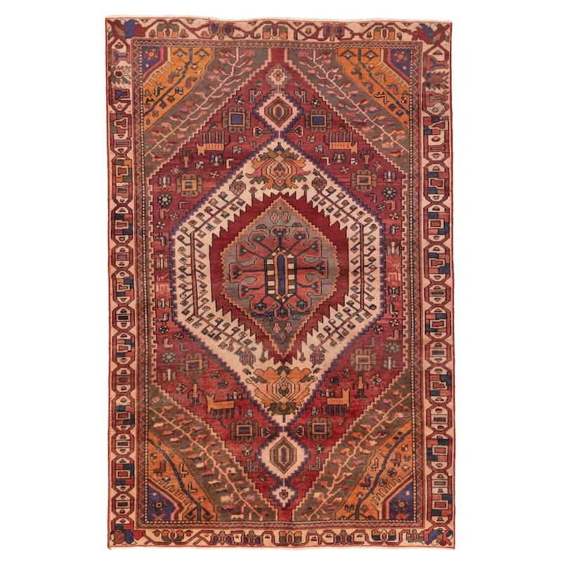 ECARPETGALLERY Hand-knotted Melis Vintage Red Wool Rug - 6'1 x 9'3