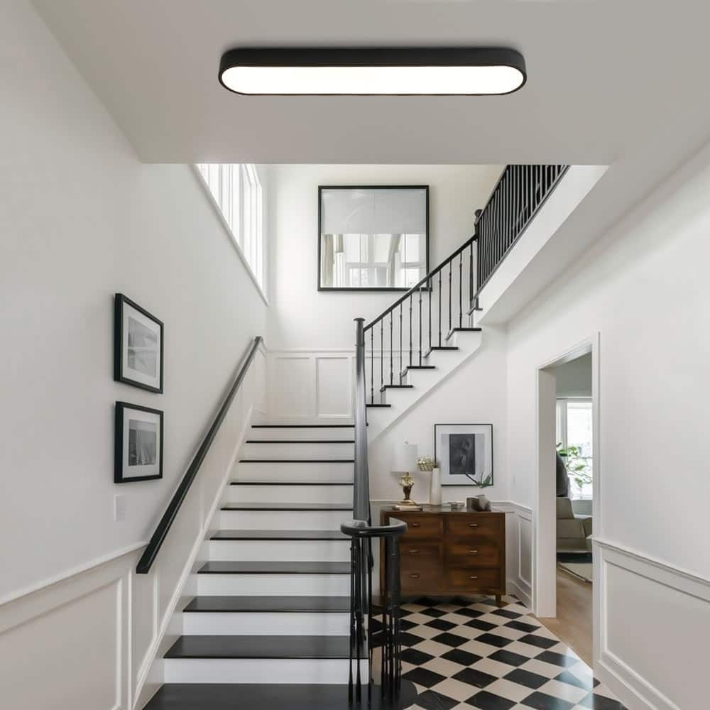 Contemporary Dimmable LED Streamlined Oval Flush Mount 31.5in
