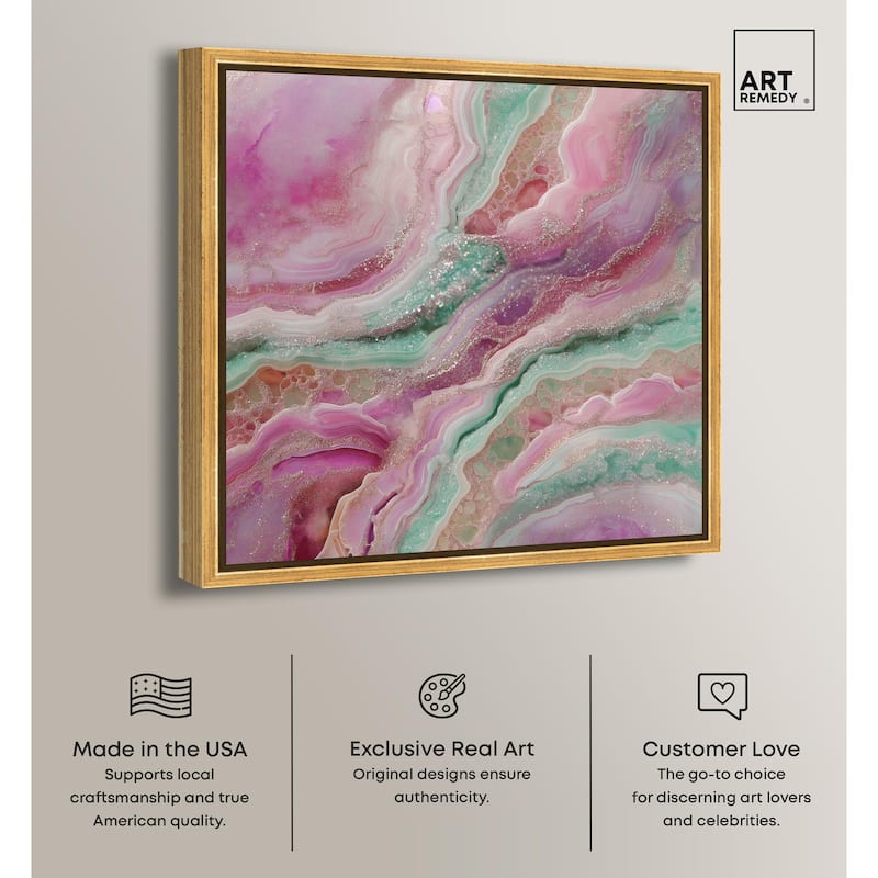 Pink and Mint Crystal IV Canvas by Art Remedy