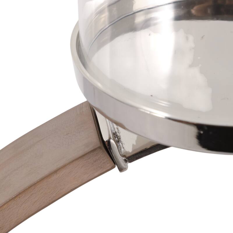 Metal Wood Candle Holder Modern Semi Ring Detail for Home Decor - 12" x 5.5" x 21.5"