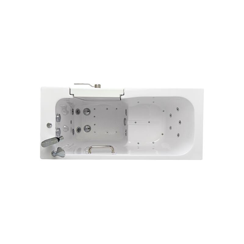 Ella Lounger 27"x60" Acrylic Hydro Massage Walk-In Bathtub with Outward Swing Door, 2 Piece Fast Fill Faucet, 2" Dual Drain