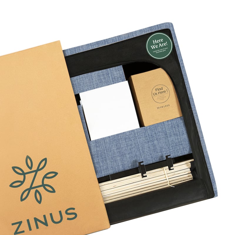 Priage by ZINUS Blue Slate Upholstered Square Platform Bed Frame