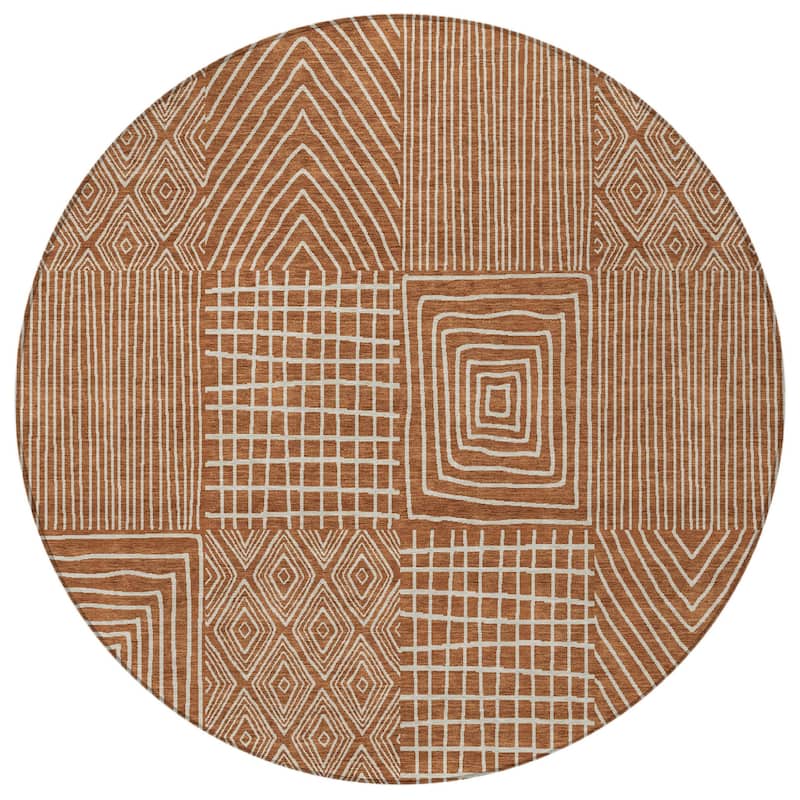 HomeRoots Geometric Transitional Rectangle Outdoor Rug