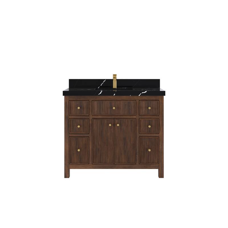 Willow Collections 42 in. W x 22 in. D Sonoma Teak Single Sink Bathroom Vanity with Countertop