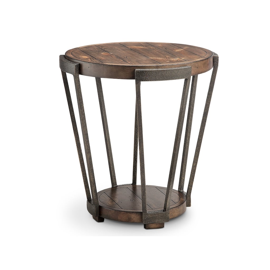 Magnussen Home Yukon Bourbon And Aged Iron Round End Table - 22.5''W x 22.5''D x 24''H