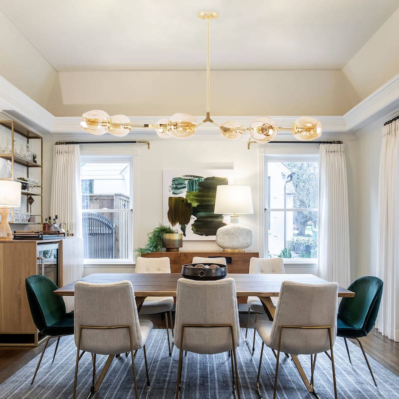 Oaks Aura Mid Century Modern 8-Light Gold Ceiling Light Adjustable Sputnik Chandelier