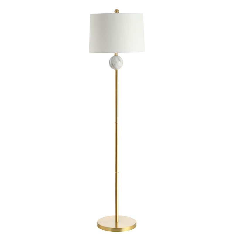 Axel 60" Modern Metal/Resin LED Floor Lamp, Brass Gold/White by JONATHAN Y