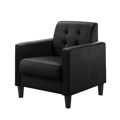 Velvet Upholstered Accent Armchair with Tufting