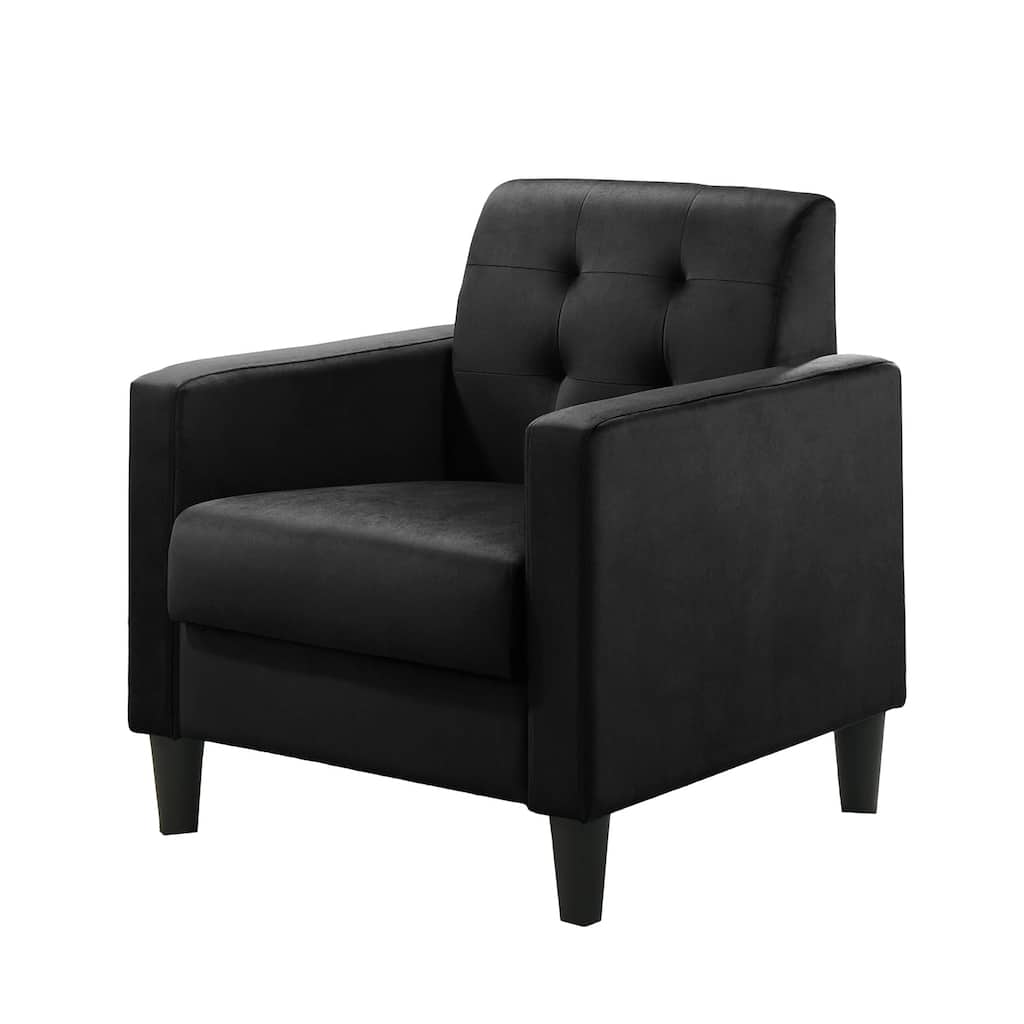 Velvet Upholstered Accent Armchair with Tufting
