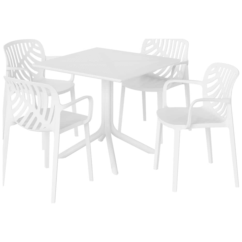 Frond and Form 4-Person Outdoor Patio Square Dining Set