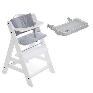 hauck Alpha+/Beta+ Wooden High Chair Tray Table & Deluxe Seat Cushion Pad, Grey - 5.17