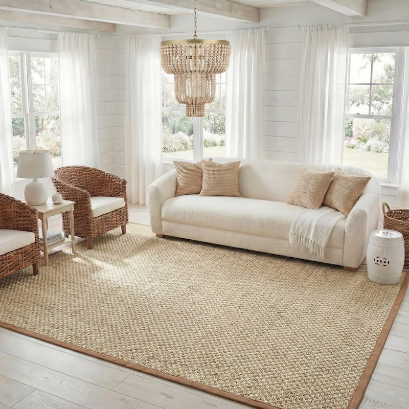SAFAVIEH Natural Fiber Zymryd Basketweave Seagrass Rug - 9' x 12' - Natural/Brown