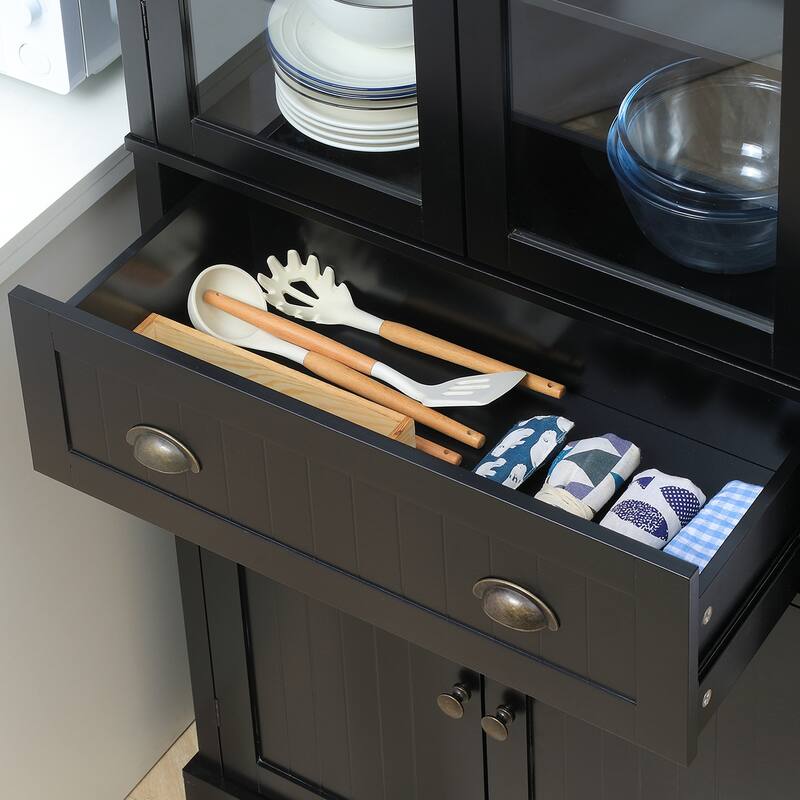 HOMCOM Freestanding Kitchen Pantry, 5-tier Storage Cabinet with Adjustable Shelves and Drawer, Black