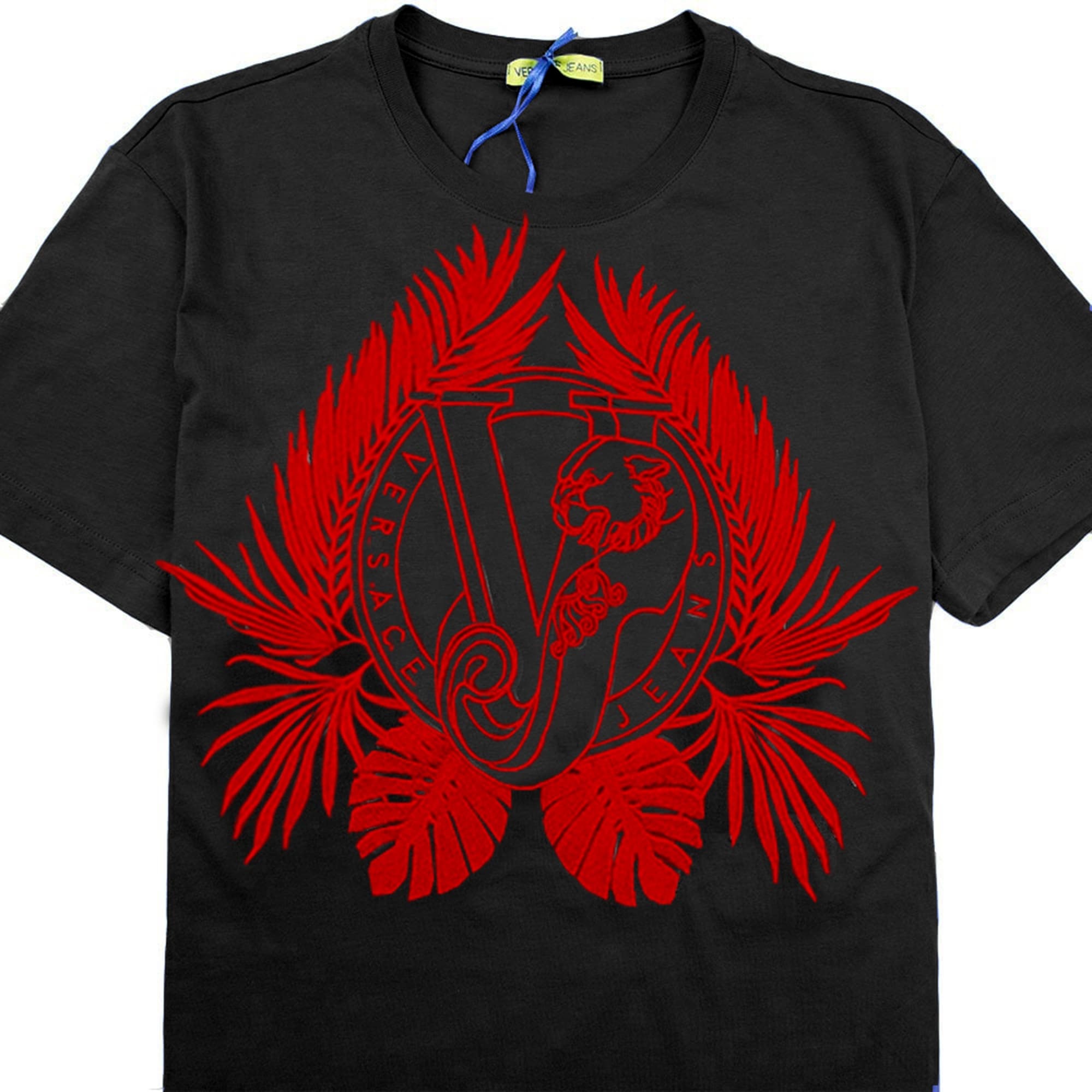 BNWT VERSACE JEANS DARK AND BRIGHT GREEN TIGER VJ LOGO PRINT T-SHIRT