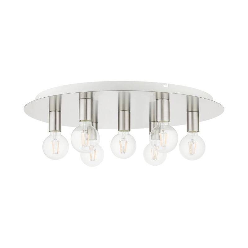 Livex Lighting 7-light Brushed Nickel Flush Mount, 45876-91 - 24" Dia x 3.625" H