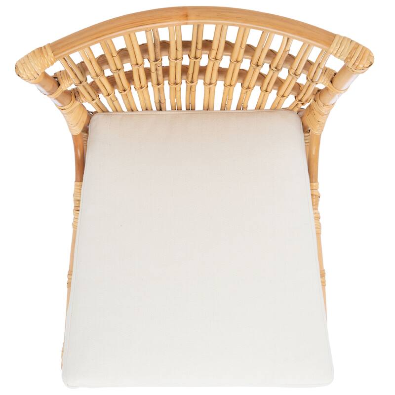 SAFAVIEH Patty Rattan Accent Chair with Cushion (Set of 2) - 19.7" W x 22.1" L x 35.4" H - 20Wx22Dx35H