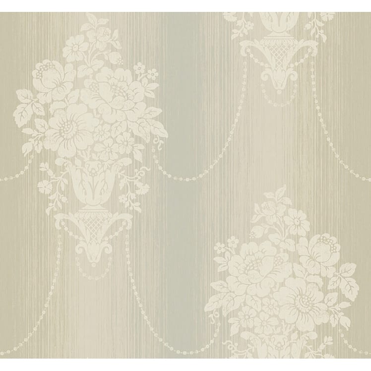 Seabrook Designs Shakespeare Floral Chandelier Unpasted Wallpaper - 27 in. W x 27 ft. L - Metallic Champagne